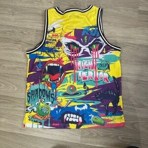 RS1NE Night Terror Graphic Mesh Basketball Jersey Mens Small Graffiti Streetwear